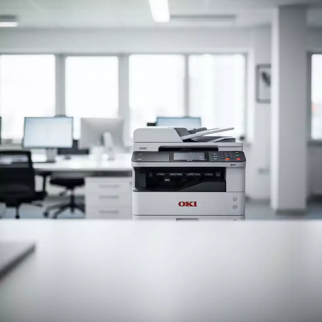 Modern OKI printer in a professional office environment