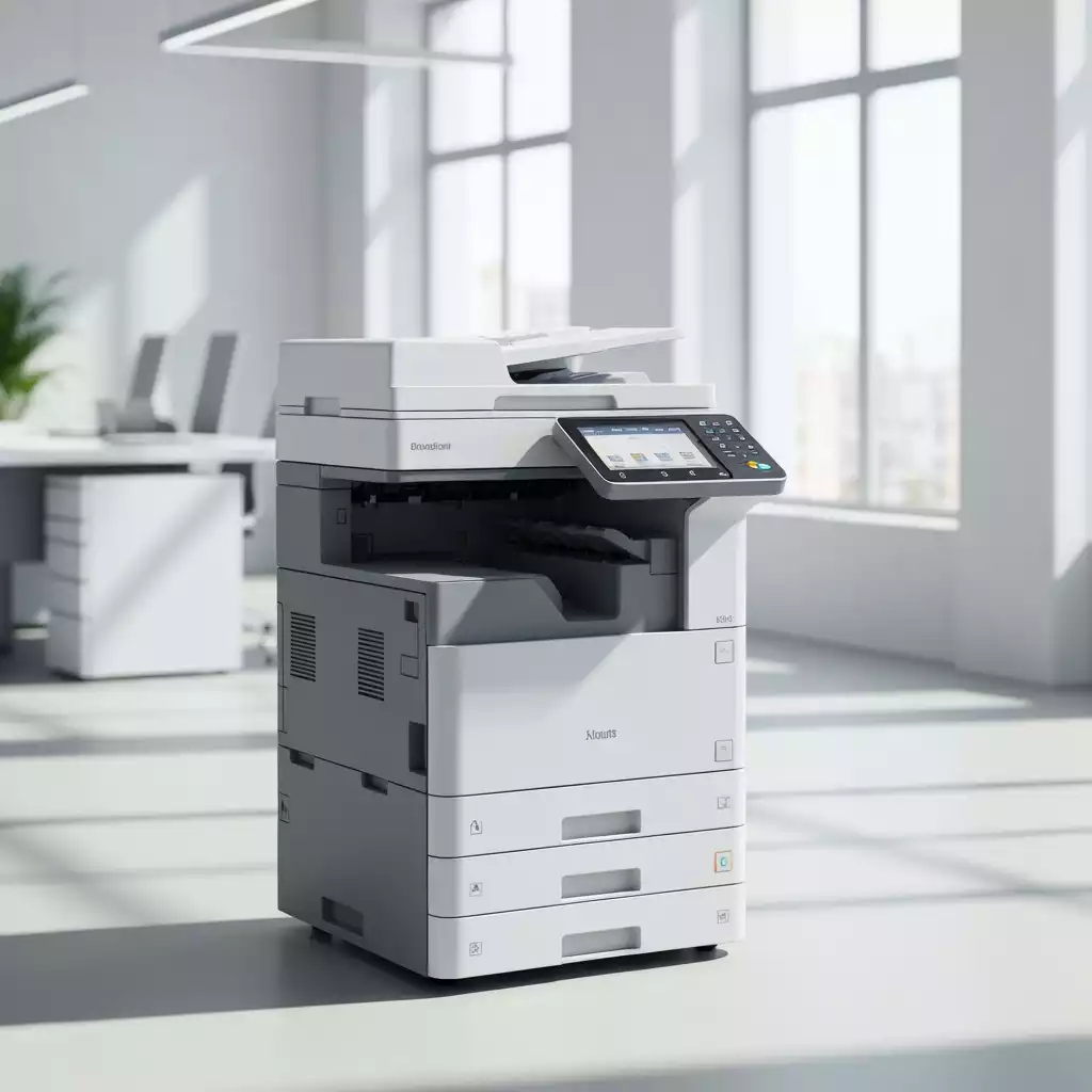 Modern multifunction printer in a bright office environment